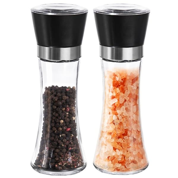 Peppar- och saltkvarn i glas 2 st 18,5 cm