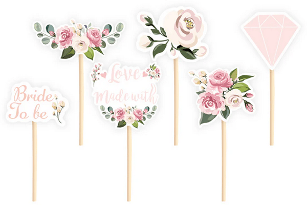 Toppers Pickers Brudeaften Blomster 6 stk.