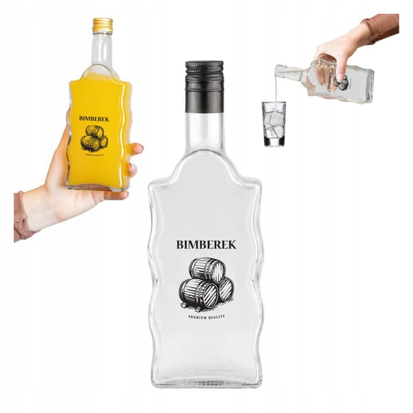5x Fala glasflaskor 500ml med tryck, perfekta för Moonshine Premium 0,5l