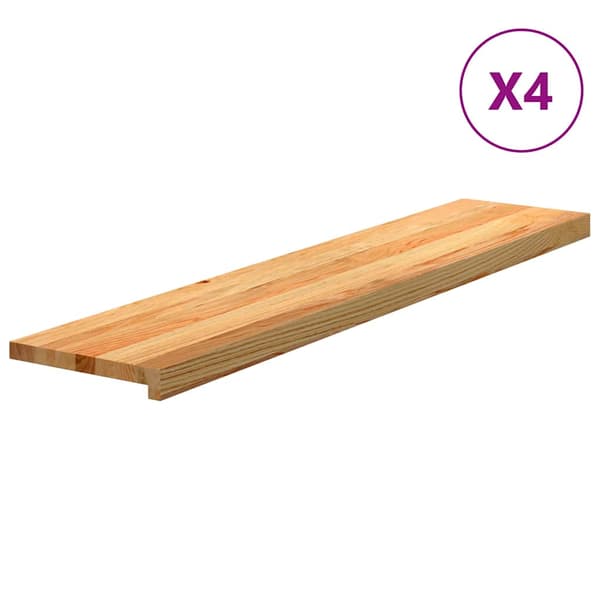 vidaXL trappetrin, 4 stk. brun 120x25x2 cm massivt egetræ