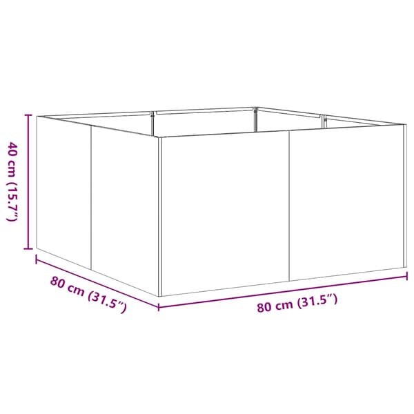 vidaXL urtepotte sort 80x80x40 cm koldvalset stål