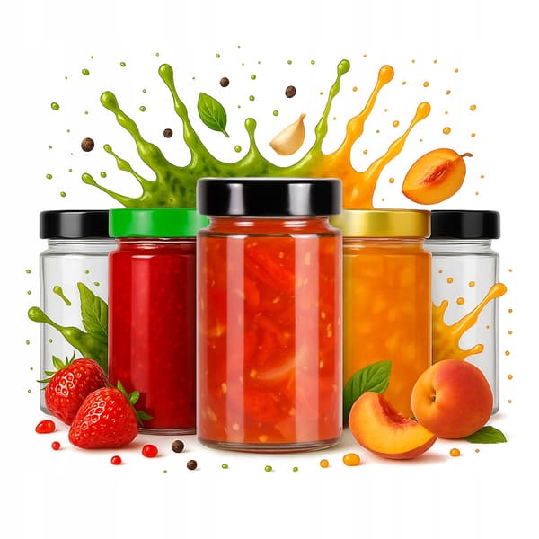 5x dekorative glaskrukker aria 245 ml til marmelade, honning og syltetøj