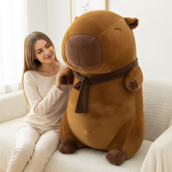 Suuri pehmolelutyyny kapybara huivilla 100 cm