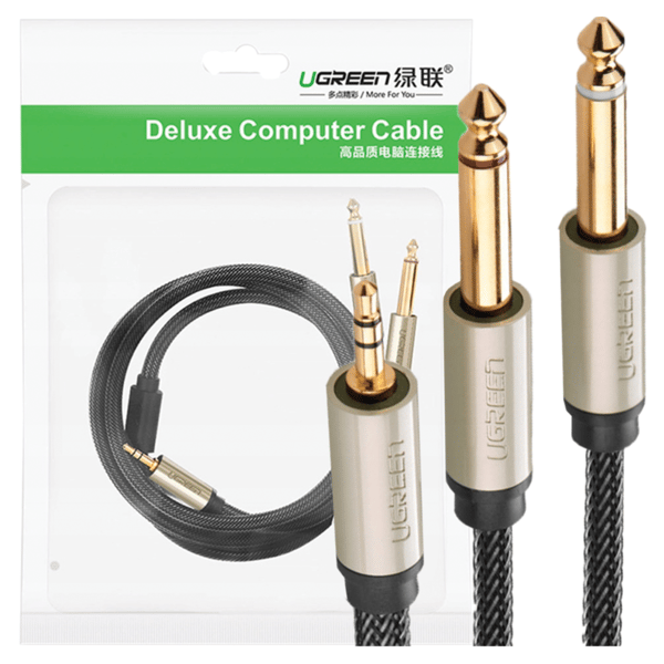 UGREEN AV126 TRS-kabel 3,5 mm til 2x TS - 1m (grå)