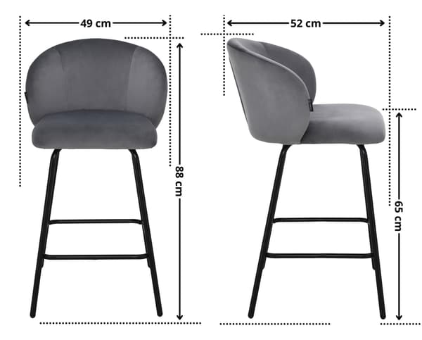 NEMI barstol i sammetsgrå, 65 cm