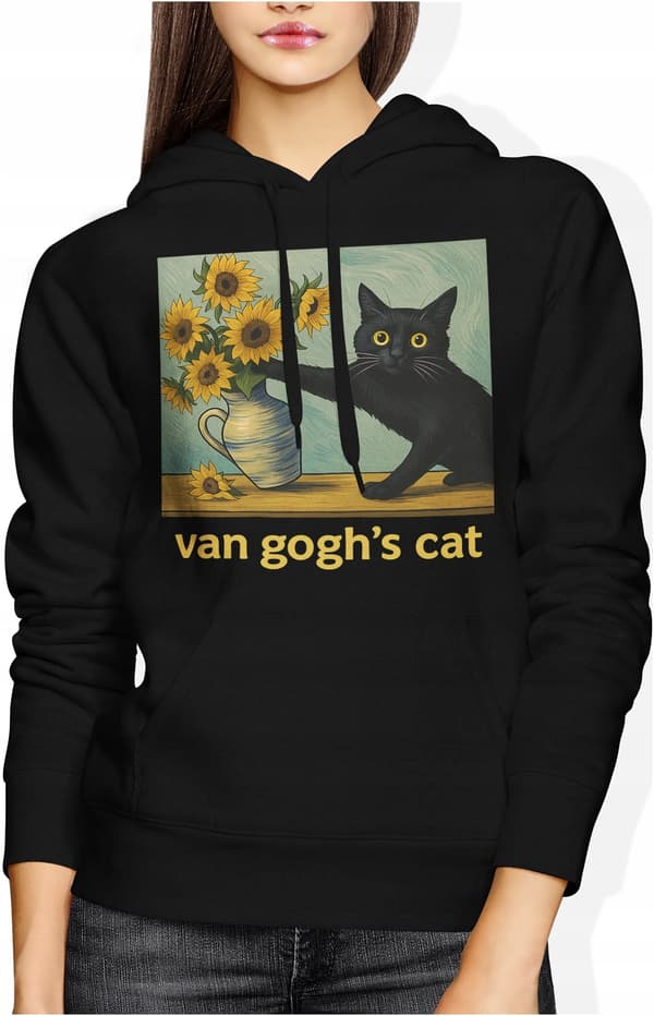 TRÖJA VINCENT VAN GOGH SOLROSOR KATT MED ROLIGA BLOMMOR L