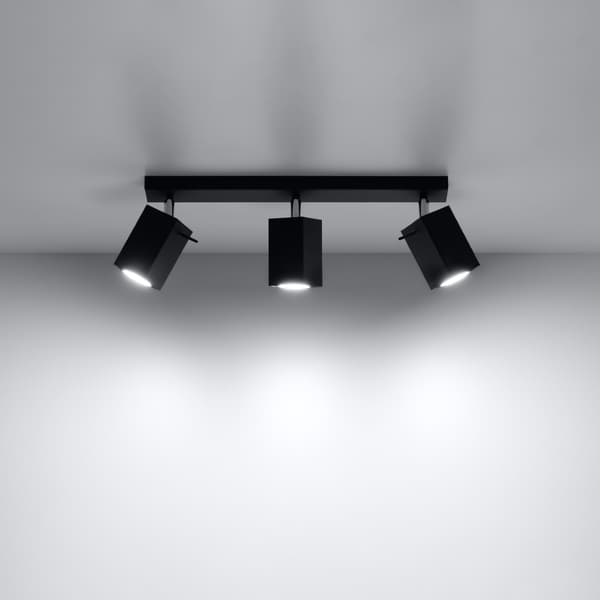 Loftlampe Merida 3 GU10 sort Sollux SL.0101