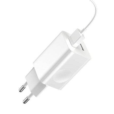 Baseus Opladnings Hurtigoplader, USB, QC 3.0, 24W (hvid)