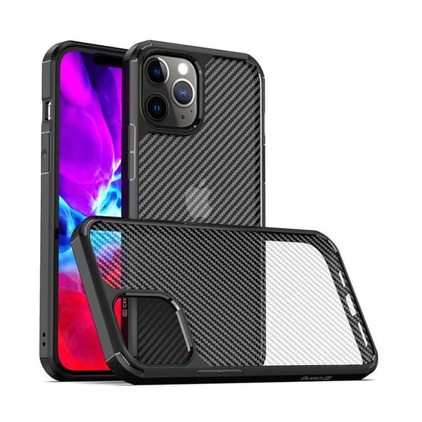 Crong Hybrid Carbon - iPhone 12 Pro Max cover (sort)