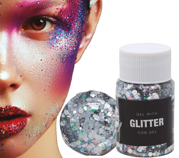 Glittergel SILVER Dekorativ Makeup 20g