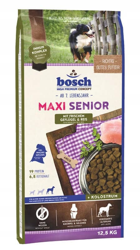 Bosch Maxi Senior G&R tørfoder til hunde 12,5 kg fjerkræ ris