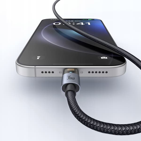 MCDODO USB-C KABEL HURTIG OPLADNING TIL IPHONE LIGHTNING 36W 1M LED SORT