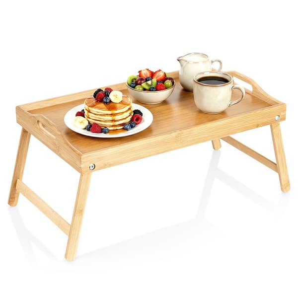 Frukostbord bambu vikbart 2-i-1 50x30x24,5 cm