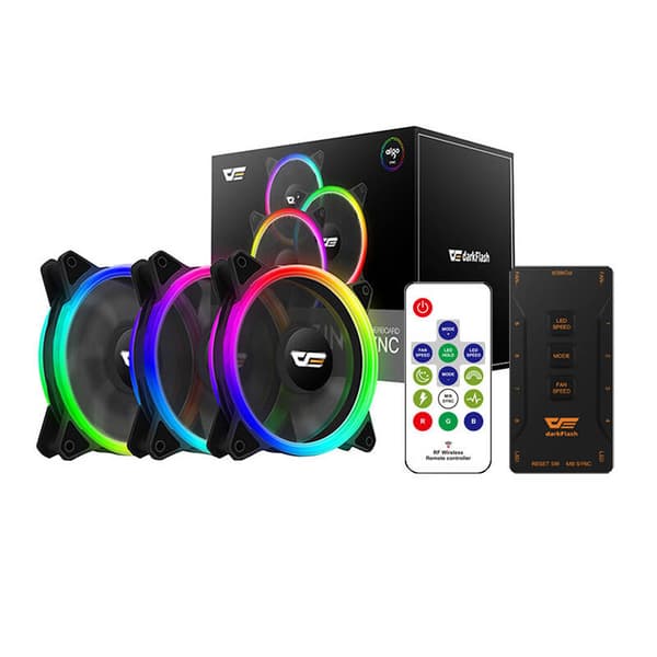 Darkflash DR12 Pro 3-i-1 120x120 ARGB PC-blæsersæt (sort)