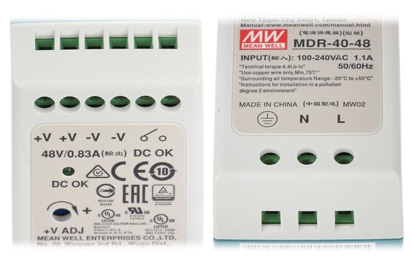MDR-40-48 MEAN WELL SWITCHING STRØMFORSYNING