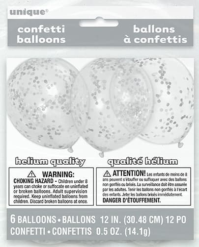 Konfetti ballon sølv 12 stk.