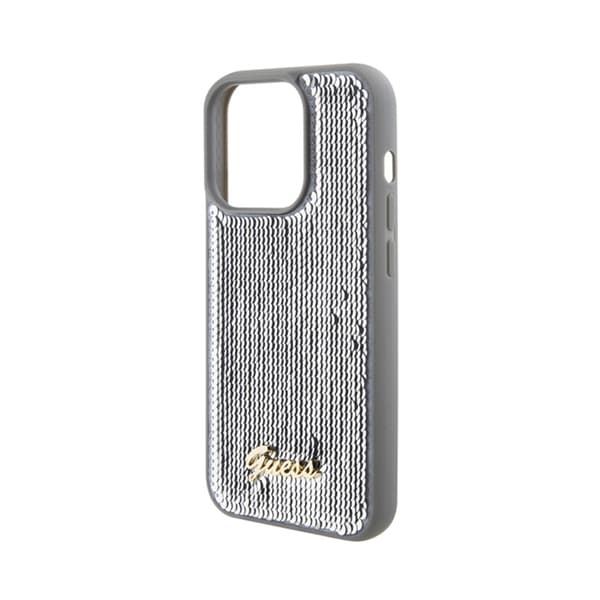 Guess Sequin Script Metal - iPhone 15 Pro cover (sølv)