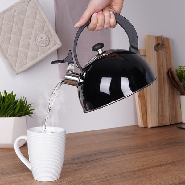 Stålkedel med fløjte sort 1,5 l