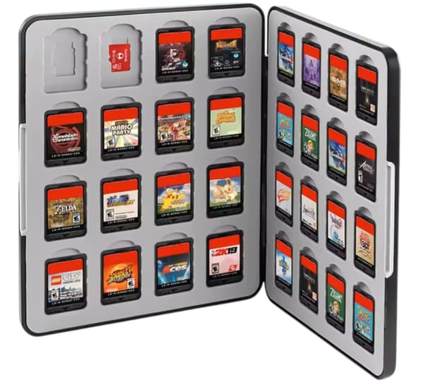 Nintendo Switch 1/2 spilkassette og SD-kort-etui med 24 slots