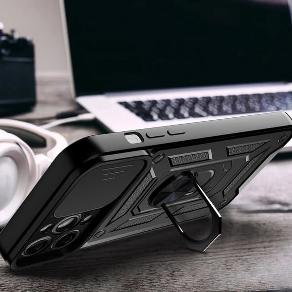 Hybrid Armor Camshield iPhone 14 Plus-skal med kameraskydd, rosa