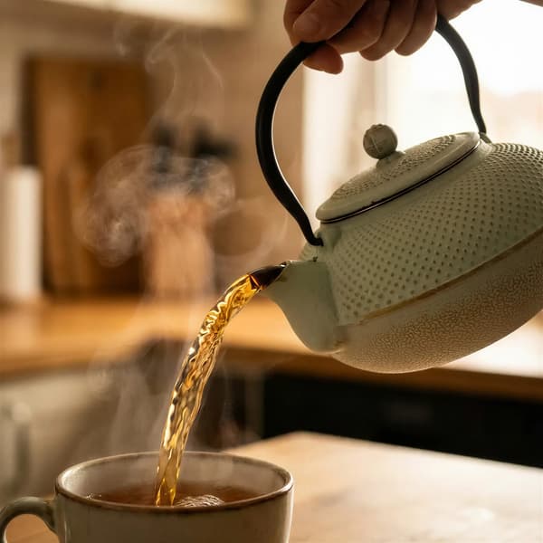 Støbejernskedel 1,5 l mynteinfuser stålsi til urtete