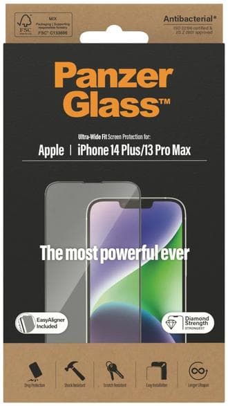 PanzerGlass Ultra-Wide Fit -näytönsuoja + EasyAligner iPhone 14 Plus/13 Pro Maxille