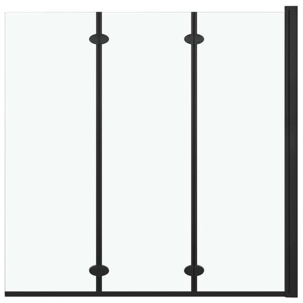 vidaXL foldbar badekarsskærm, 3 paneler, ESG, 130x138 cm, sort