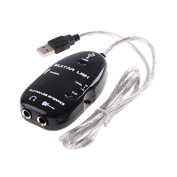 Guitarinterface til USB for PC med JACK 6,3 mm, GUITAR 6,3 adapter