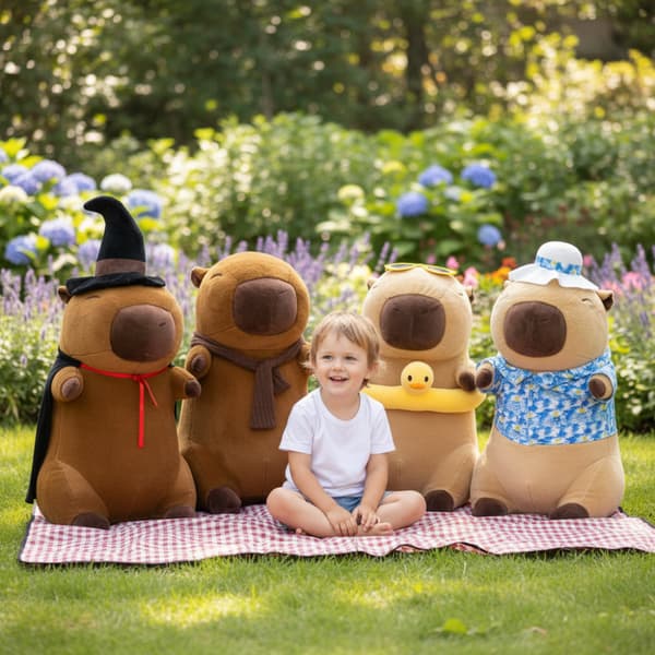 Stor plysdyrspude Capybara med and 100 cm