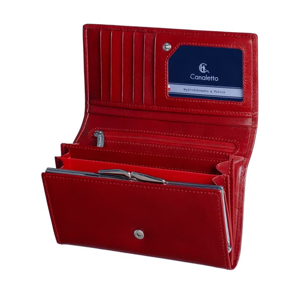 Canaletto läderplånbok i elegant rött med RFID