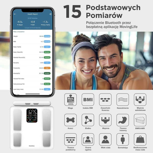 ÄLYKÄS IOS ANDROID ANALYYTTINEN KYLPYHUONEVAAKA KLAUSBERG KB-7857