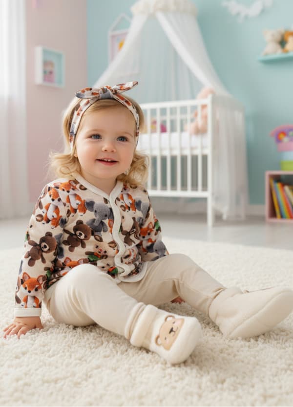 Kaftan børnekaftan 104 skjorte knappet langærmet bamser