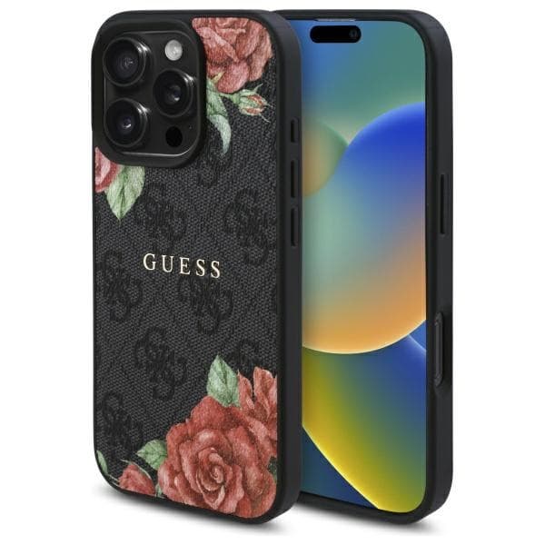 Guess GUHMP16XP4ROPEMCK iPhone 16 Pro Max 6.9 sort/sort hårdt cover 4G blomsterprint MagSafe