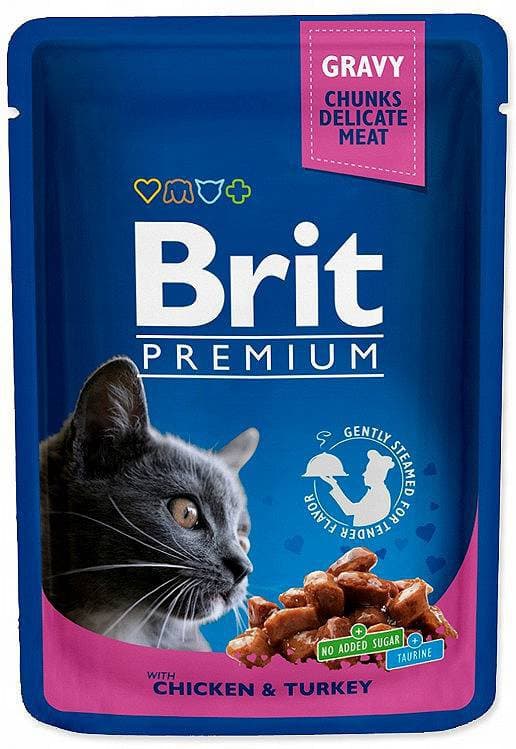 Brit Premium Cat | Vådfoder til katte | 100 g pose - KYLLING & KALKUN | Kylling og kalkun 100 g