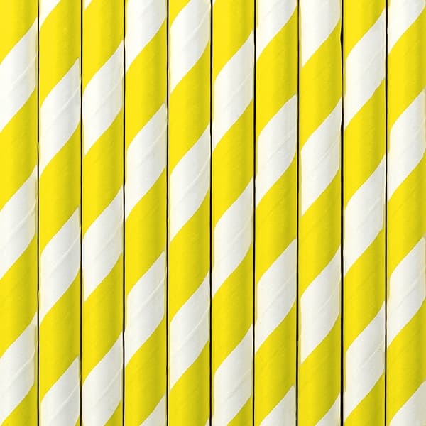 Papperssugrör Randiga, Gula, 19,5 cm, 1-pack