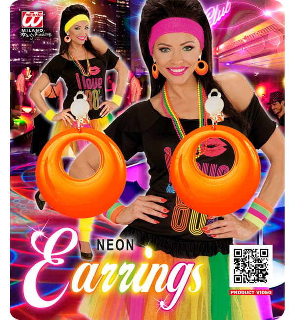 Klipsøreringe Hoops Neon ORANGE Disco