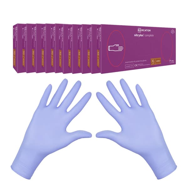 Nitrilhandsker XL lilla Mercator Nitrylex Complete 100 stk. karton 10-pak