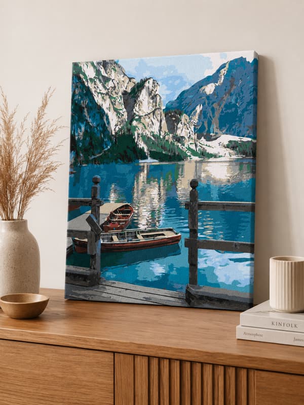 MÅLNING MED SIFFROR MED RAM Tavlor för målning - Mountain View 40x50 cm