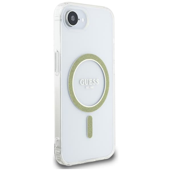 Guess IML Glitter Circle MagSafe-etui til iPhone 16e – klart