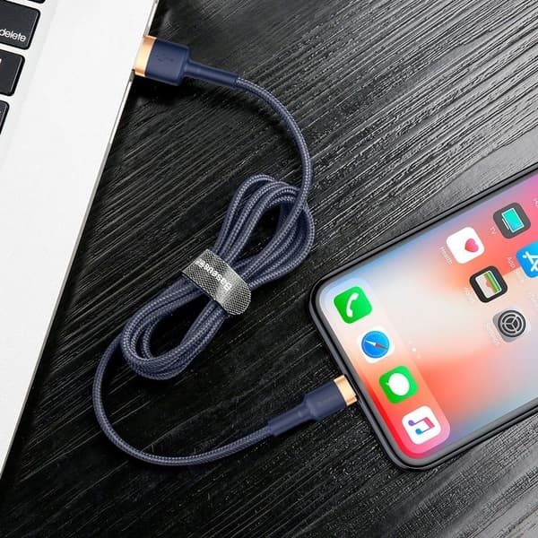Baseus Cafule USB Lightning-kabel 2.4A 1m (Guld-Marineblå)