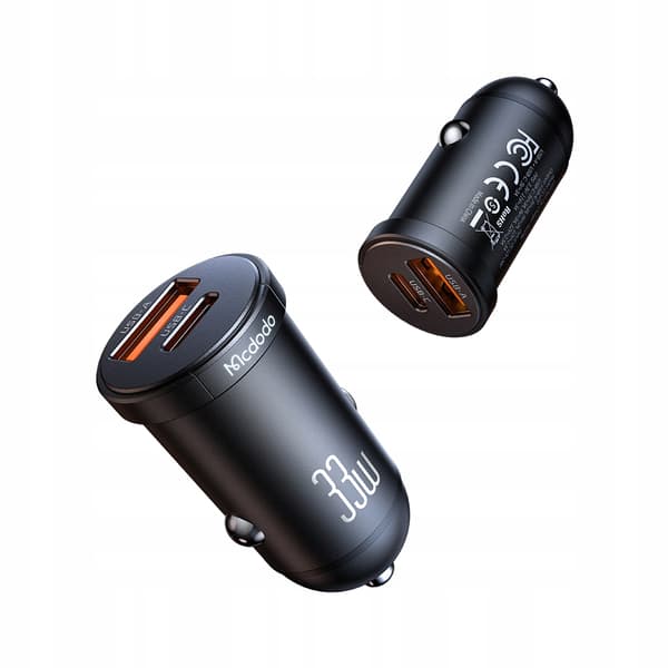MCDODO KRAFTIG HURTIG BILOPLADER TIL TELEFON 2X USB USB-C 33W LED