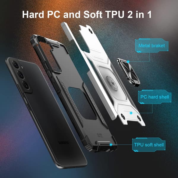 ARMOR ETUI TIL SAMSUNG GALAXY S22+ 6,60" ETUI SØLVFORSTÆRKET + RING