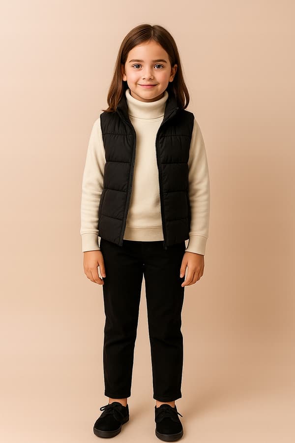 Barn varm polotröja 146 beige höghalsad blus