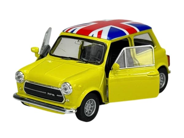 WELLY MINI COOPER 1300 MED BRITISK FLAG GUL 1:34 43609