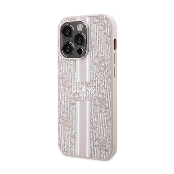 Guess 4G Printed Stripes MagSafe - iPhone 15 Pro cover (lyserød)