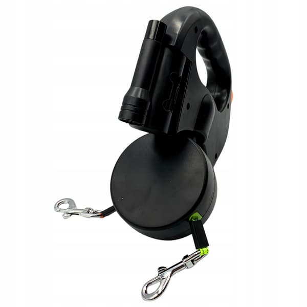 3M Dobbelt Automatisk Snor til To Hunde med Lommelygte Solid Tape