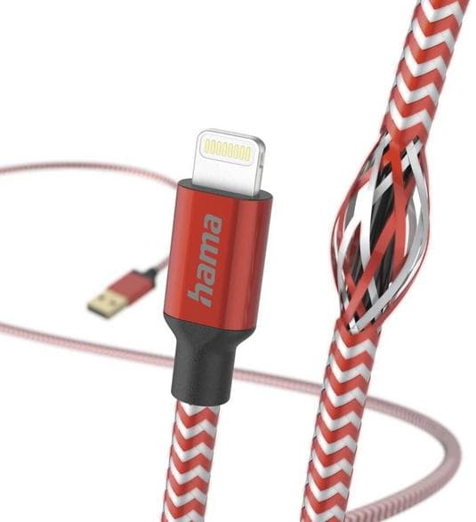 HAMA Lataava/data-kaapeli Reflected USB tyyppi A - Lightning 1.5m Punainen