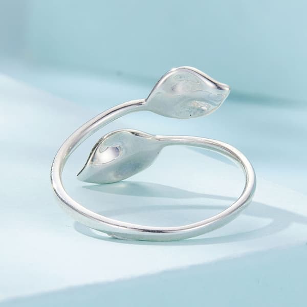 Silver universalring med två blad, 925 silver