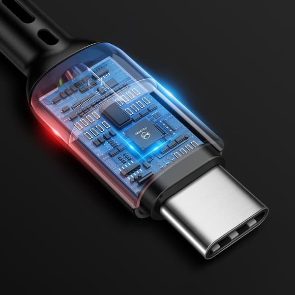 MCDODO USB-C-KABEL FJÄDERSPOLE SNABBLADDNING USB TYP C LED 2M