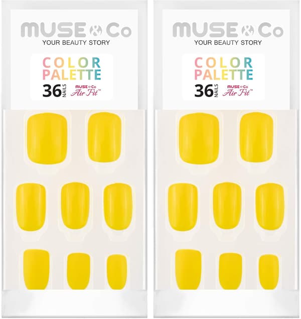 PRESS ON NAILS TIPS 72 GULA, GLASSIGA OCH MATT KLASSISKA